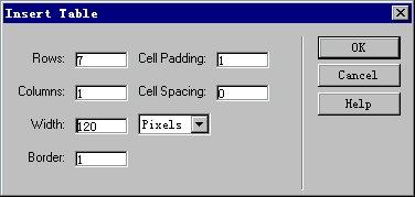 插入表格对话框