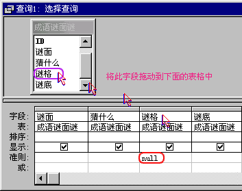 将字段拖放到表中