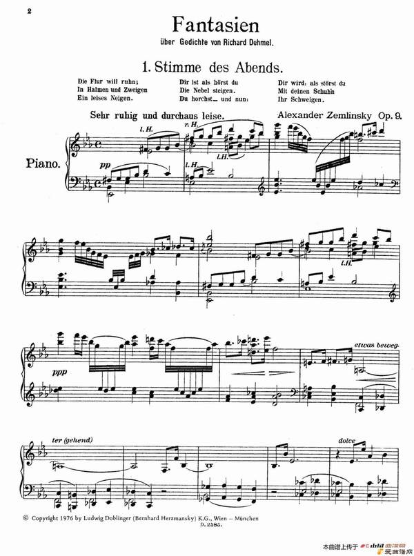 ١Fantasien ber Gedichte von Richard Dehmel Op.9