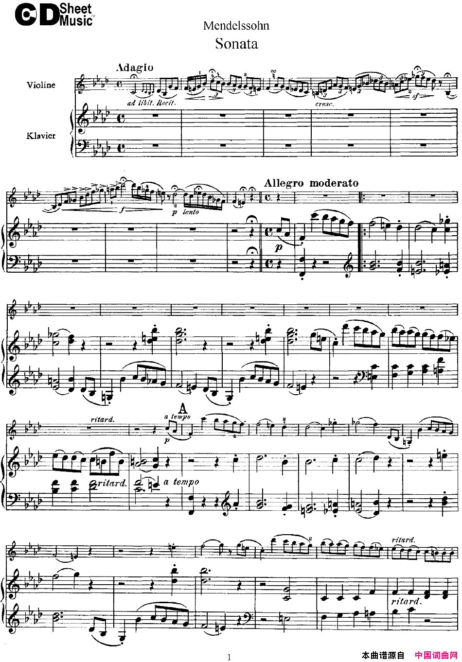 ٣MendelssohnViolinSonataС+ٰ