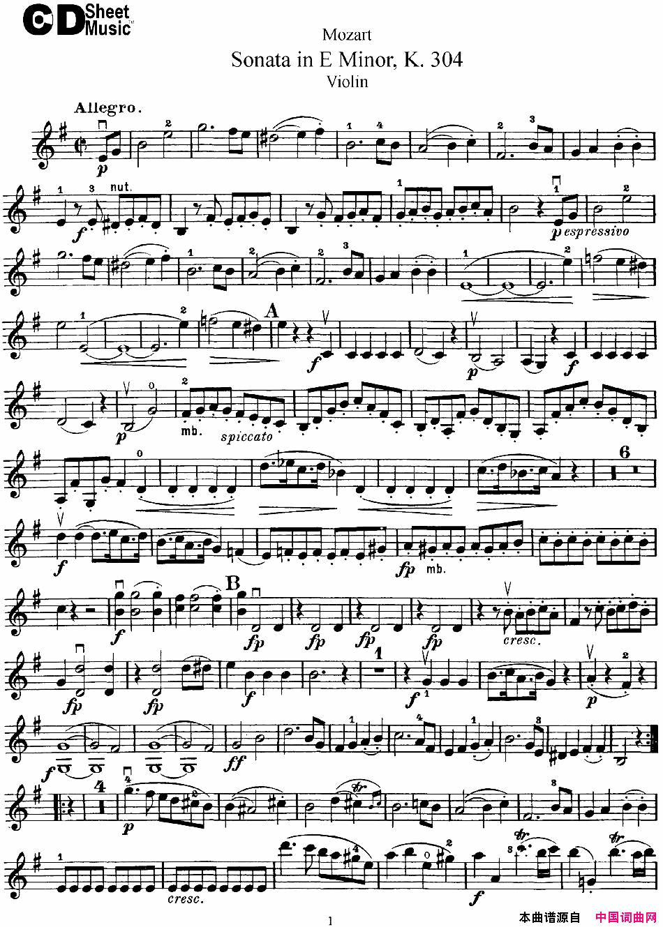 ٣ViolinSonatainEMinorK.304