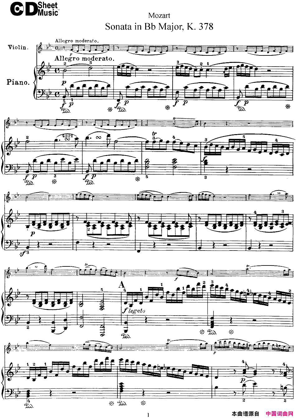 ٣ViolinSonatainBbMajorK.378С+ٰ