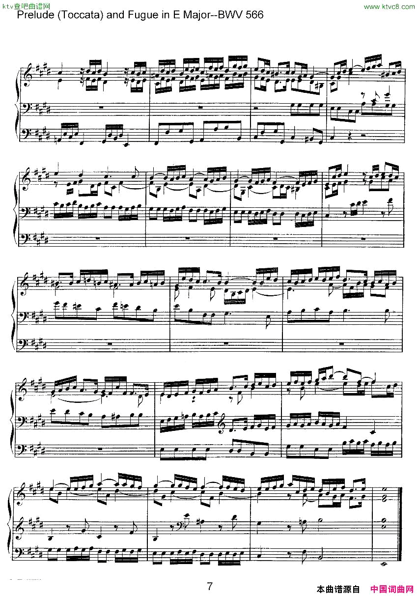 PreludeToccataandFugueinEMajor--BWV566ܷ