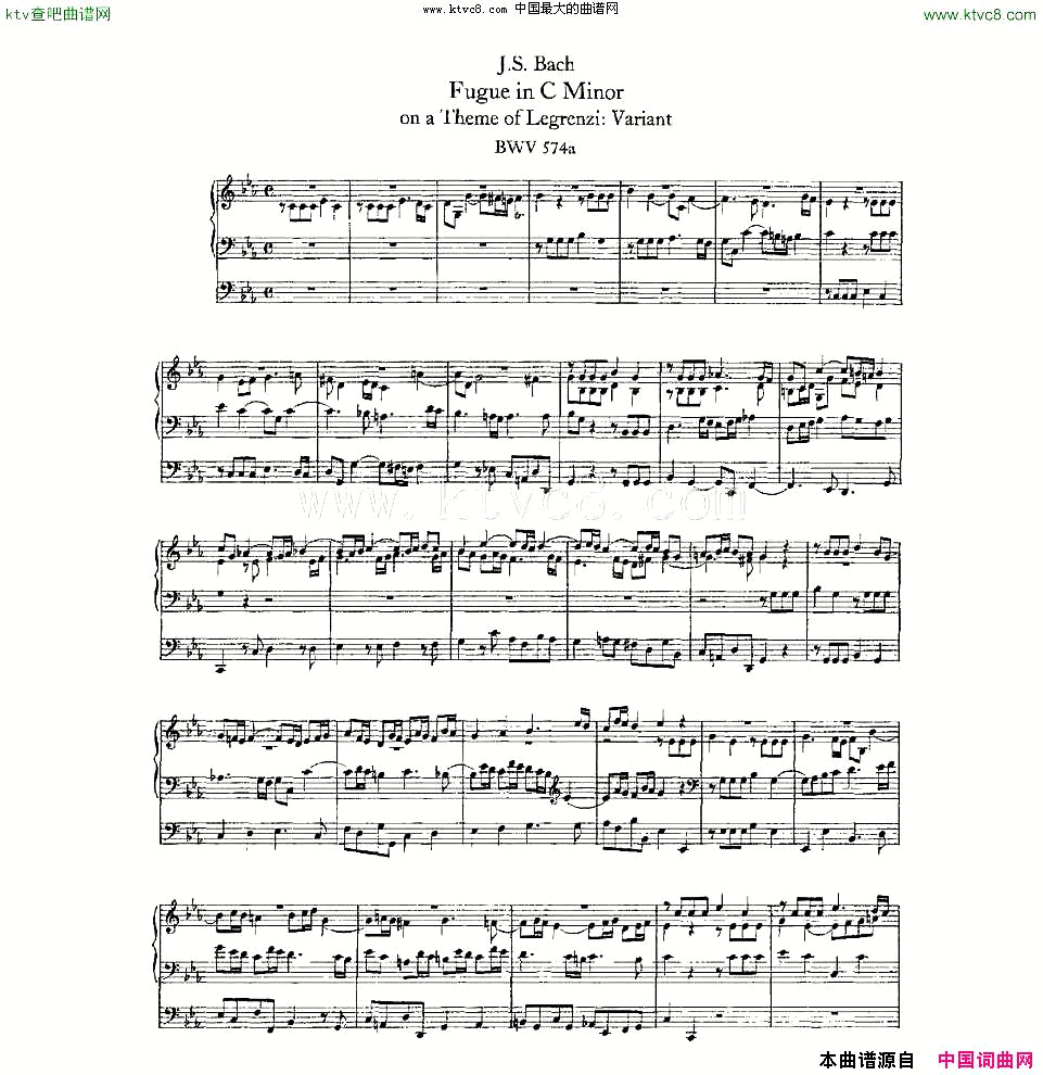 FugueinCMinoronaThemeofLegrenzi:Variant--BWV574aܷ
