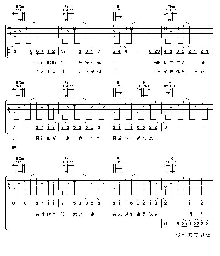 假如-信乐团(吉他+简谱一体)