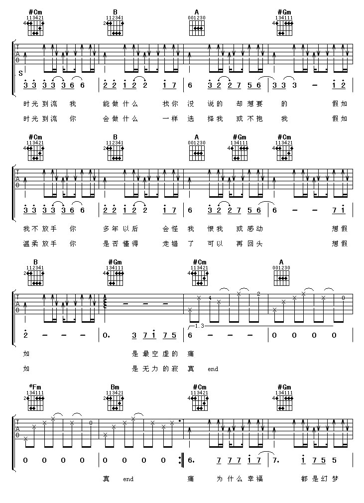 假如-信乐团(吉他+简谱一体)