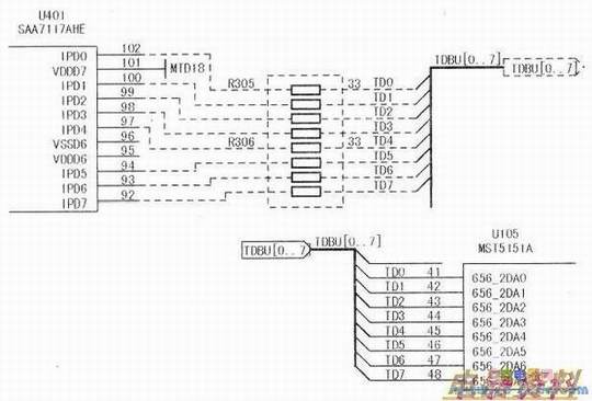 长虹LS10机芯液晶彩电中A/D变换电路与变频处理电路之间的信息传输电路