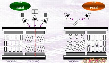 VA面板与TN面板可视角度对比