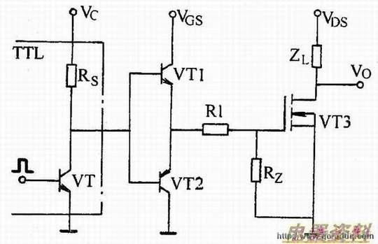 用TTL 驱动MOSFET示图