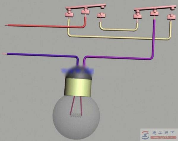 一例双控照明开关的接线图