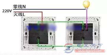 一例单联双控开关的接线图,实例学习双控开关接线方法
