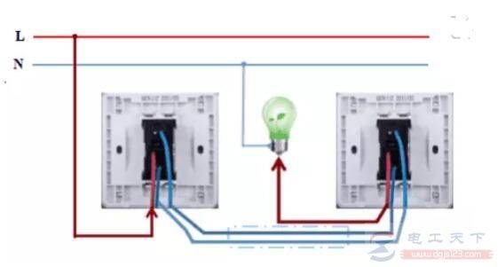 房间内两个开关控制一盏灯怎么接线