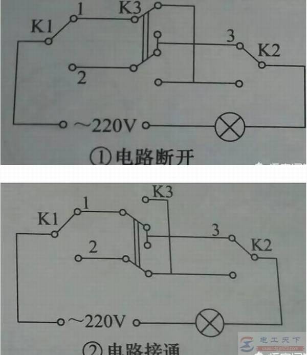 用三个开关控制一盏灯该怎么接线