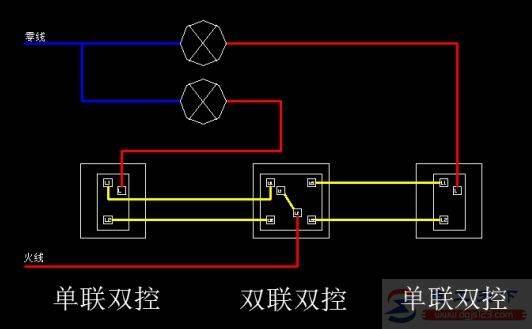一个开关与两个开关及多开关控制一盏灯的接线方法