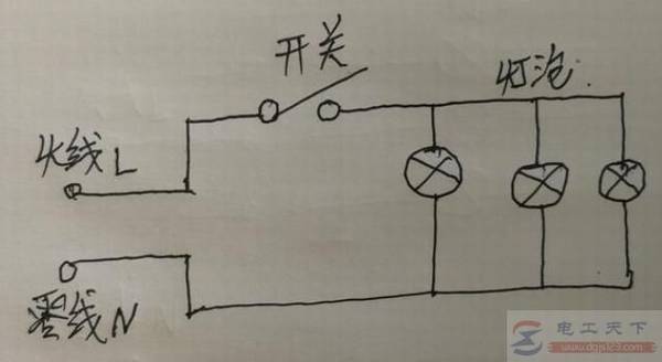 三灯并联的二种接线图?