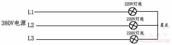 只有三相火线无零线怎么接220V的照明灯