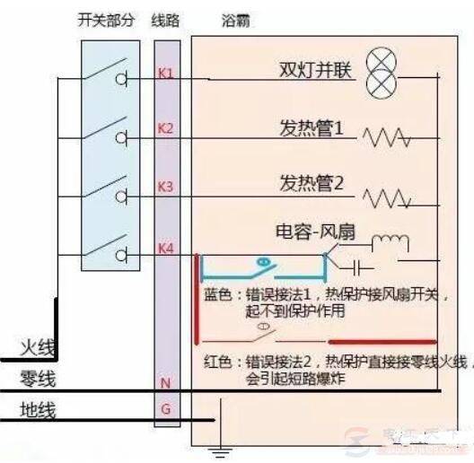 浴霸接线图与电路图详解