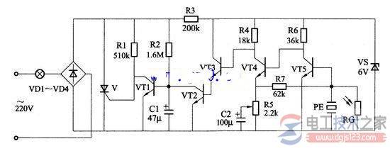 光控声控与延时自动关灯照明电路图的原理分析
