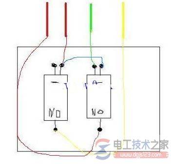 双联二位墙壁开关6接口4条线的接线方法