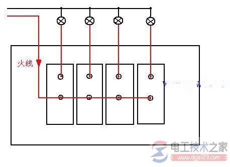 单控开关控制电灯开关的接线图说明