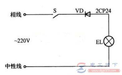 二极管延长白炽灯使用寿命的应用电路图