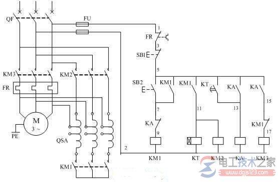 һ������綯�����������ν�ѹ�����ĵ�·ͼ