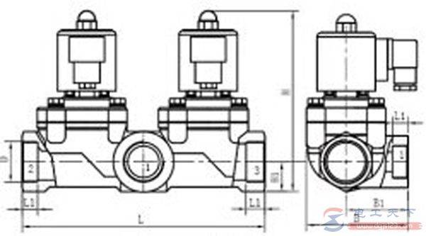 二位三通电磁阀符号与接线图说明
