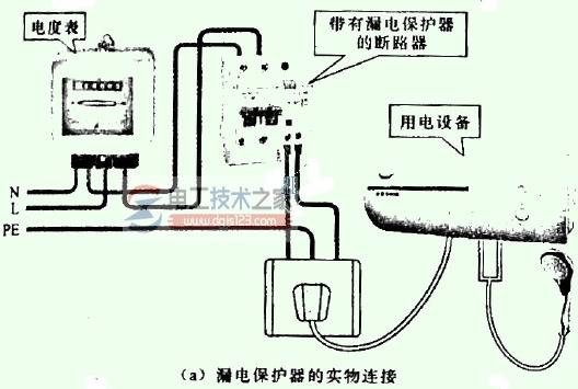 漏电保护器的实物连接关系图