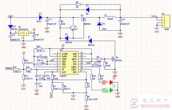 一例18650锂电池充电器的电路图