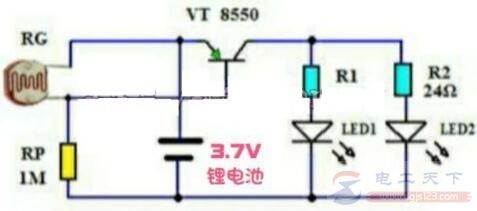 一例在小夜灯上加光敏电阻的电路图