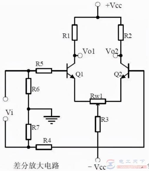 一例差分放大电路的电路图