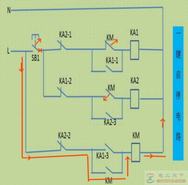 接触器控制的一键启停电路的工作原理