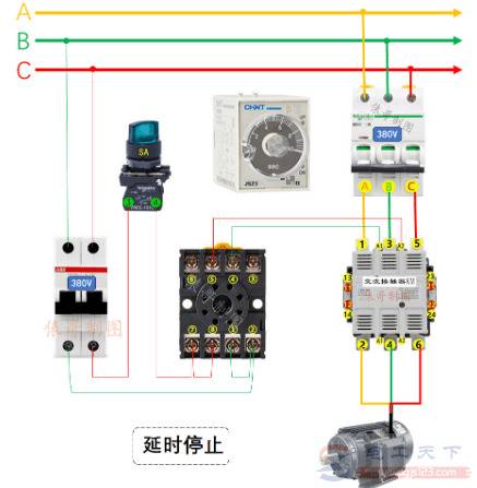 时间继电器怎么接线,一张实物接线图看一看