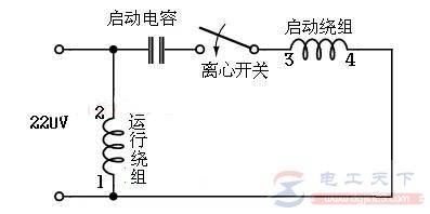 220V交流单相电机起动方式,单相电机电容的接线图