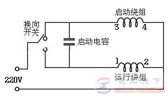 220V交流单相电机起动方式,单相电机电容的接线图
