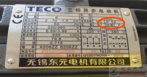 电动机铭牌上IP44的具体含义