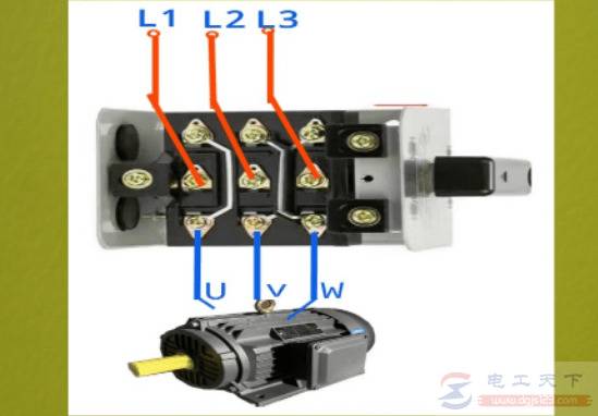 用倒顺开关控制三相异步电动机正反转的方法图解