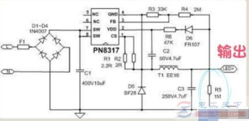 һ��led�ƺ�����Դ�ĵ�·ͼ