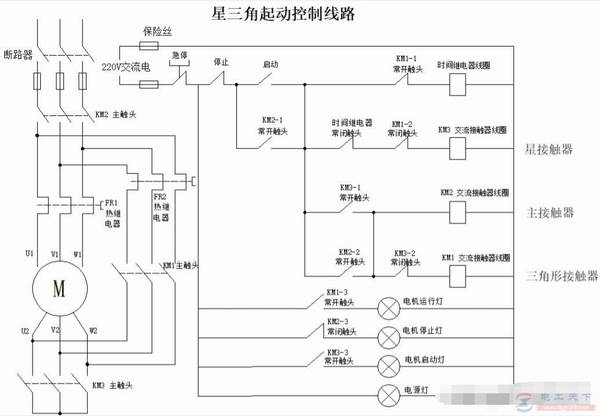 星三角控制起动电路的实际接线方法