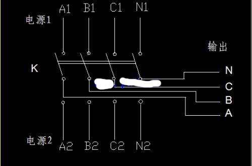 电源原理图:双电源手动切换开关电气原理图