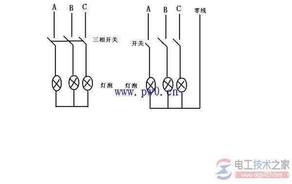 三相交流电如何接灯泡?三相交流电灯泡接法图解