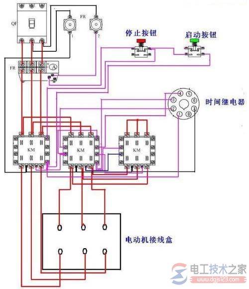 介绍三相异步电机星三角降压启动接线图