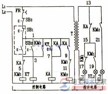 自耦变压器降压启动的控制电路图