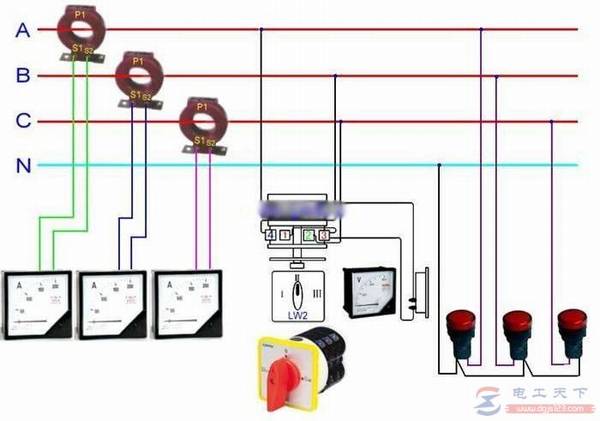 一例电流表的接法实物图,附电表接线相关说明