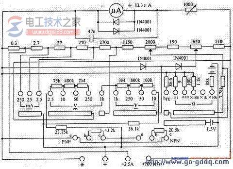 指针万用表电路图大全